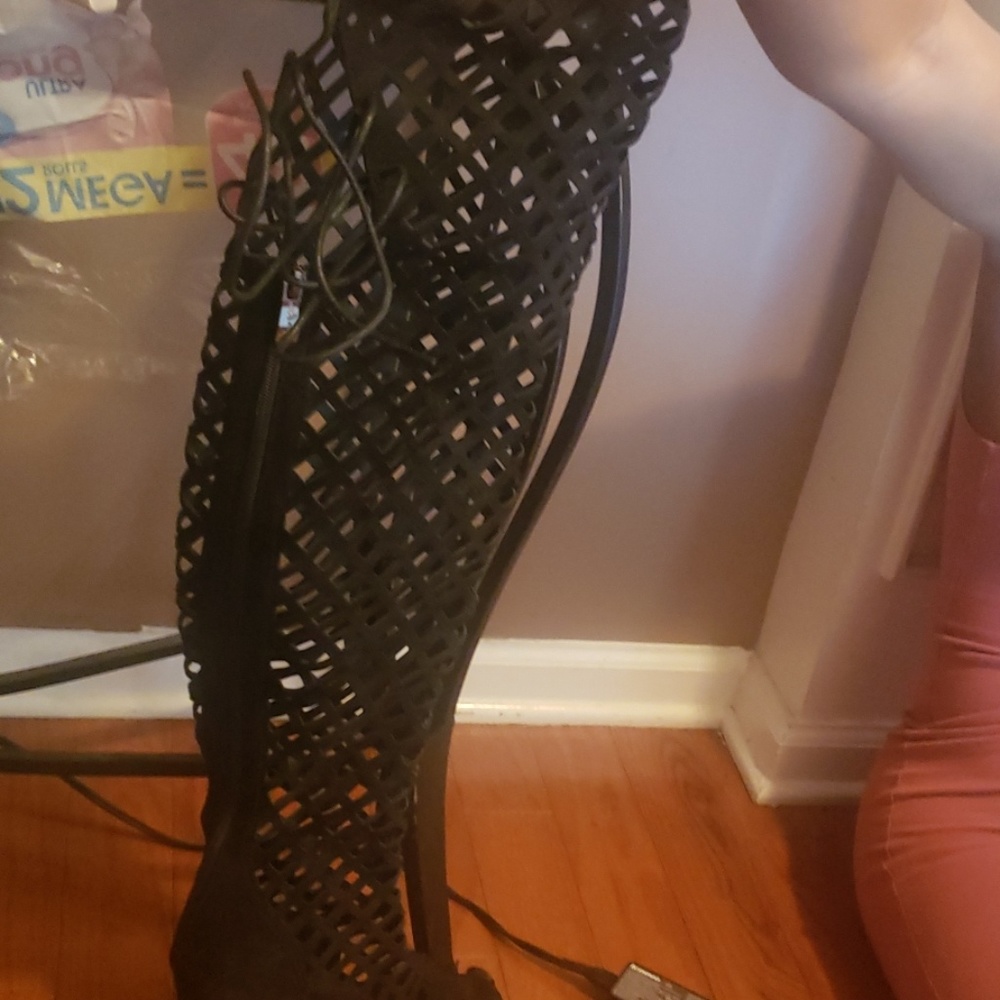 Thigh High Cage Boots